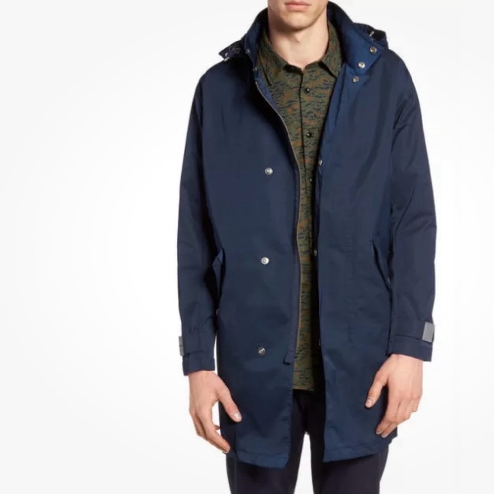 Lacoste Taffeta Hooded Extra Long Parka Jacket Coat Navy‎ Blue Men's Size 4XL